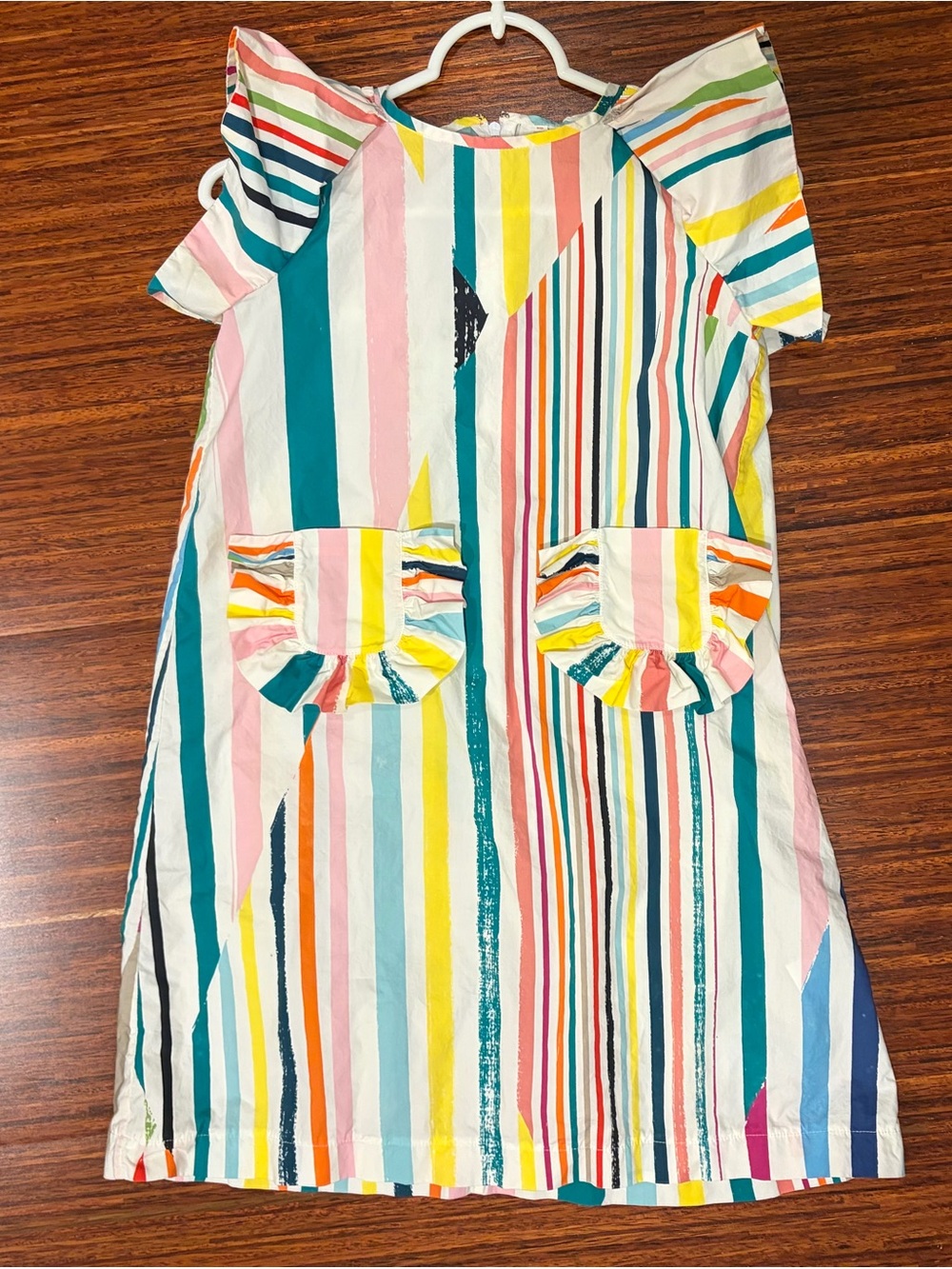 Tia Cibani Girls Rainbow Striped Morgan Fan Frock Dress Size 7-8 EUC